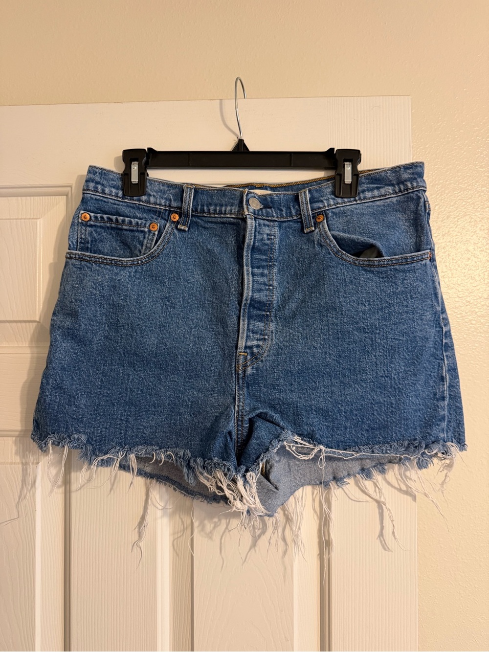 Classic High-Rise Blue Denim Cutoff Shorts